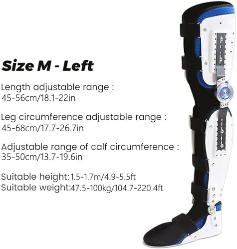 Adjustable Knee Joint Fixed Brace Full Leg Brace Knee Support Lmmobilizer Breathable Thigh Knee Ankle Foot Supports Orthosis Soft and Breathable Helps to Improve Balance Leg Stre,Left,M
