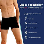 Washable Urinary Incontinence Underwear for Men Front Absorbent Leak Proof Boxer Briefs for Bladder Control 2 Pack (Large, Black)