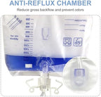5 Pack Urinary Drainage Bag with Anti-Reflux Chamber,2000mL Urine Bags with 48" Tube Drainage,Splash-Resistant Drain Spout,Clips and Hanging Hook,Disposable Urine Bags for Men
