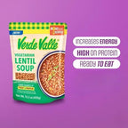 Verde Valle Vegetarian Lentil Soup Fresh Ready to Eat 15.2 oz (Pack of 1), Authentic Mexican Prepared Meal, Sopa de Lentejas, Protein, Fiber, Carrots, Tomatoes, Onions, Jalapeno Peppers