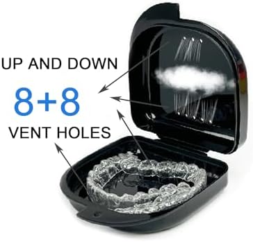 10 Pack Retainer Case,Dental Retainer Box with Vent Holes,Multicolor Storage Container for Aligner Mouth Guard Denture Box (Black)