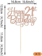Rsstarxi 1 Pack Happy 21st Birthday Cake Topper Glitter Cheers to 21 Years Old Cake Pick Birthday Party Decorations for Him Her 21st Anniversary Cake Decors Supplies Rose Gold