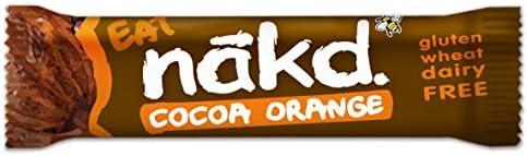 Nakd Bars, Cocoa Orange Raw Fruit and Nuts, Gluten Free, Vegan, 18 Count