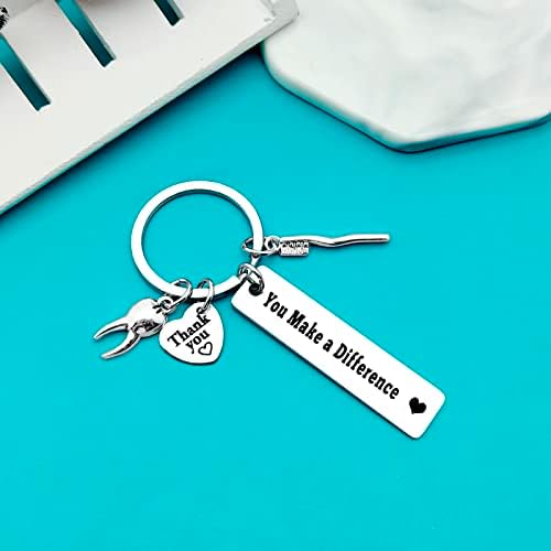 Xiahuyu Dentist Keychain Dentist Appreciation Gifts You Make A Difference Keychain for Dental Hygienist Dental Assistant Gift Dentist Graduation Gift Christmas Birthday Thank You Gift for Dentist
