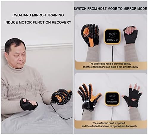 1 Pair Rehabilitation Robot Gloves, 2nd Generation Upgrade Rehabilitation Robot Gloves Both Hand, for Exercises Patients with Hand Dysfunct(Size:M Code,Color:Left+Right)