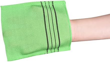 Quality Korean Bath Exfoliating Washcloth Body Scrub Towels. Made in Korea (Green, 3 Pcs)