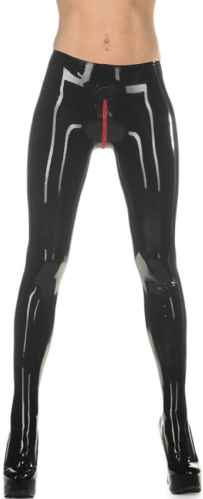 Latex Gummi Rubber Crotch Red Zipped Tiight Trousers 0.6mm (L)