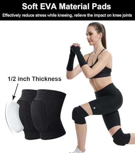 SUJAYU Knee Pads for Women Men, Dance Knee Pads Wrestling Knee Pads Basketball Knee Pads Volleyball Knee Pads for Women, Knee Protector Soft Knee Pads for Work (Pink, Medium)