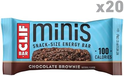CLIF BAR Minis - Chocolate Brownie Flavor - Made with Organic Oats - 4g Protein - Non-GMO - Plant Based - Snack-Size Energy Bars - 0.99 oz. (20 Pack)