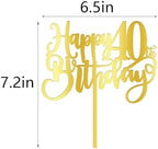 Happy 40th birthday Cake Topper Acrylic Gold birthday party cake decorations hello 40th years old, 40th Anniversary Party Cake Decorations