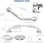 16 Inch Angled Shower Grab Bar White, Munzong 2 Pack Anti Slip Bathroom Grab Bar, Knurled Bathroom Balance Bar,Safety Hand Rail Support Handicap Elderly Injury Senior Assist Bath Handle-1.25” Tube