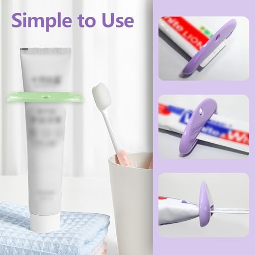 6 Pcs Toothpaste Squeezer Set, Plastic Toothpaste Saver, Hanging Toothpaste Dispenser, Tube Wringer Fits Tubes Up to 2.5" Wide, Easy Squeeze & No Rollback, Hanging Hole for Space Saving