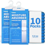Ksend Moisture Absorbers 10 Pack, 9.8 Oz Compact Dehumidifier Bags & Packs, Moisture Hanging Bag, Humidity Absorbers, Closet Deodorizer Against Musty Odors, Ocean Scent, 11.8" x 6.3"