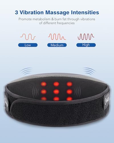 KNQZE Cordless Back Massager Belt for Pain Relief, Stomach Massager for Digestion, Heating Pad with 2 Heating Levels, Slimming Massage Belt with 3 Vibration Modes, Gifts for Women Men