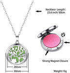 2 Pack Aromatherapy Essential Oil Diffuser Necklace Tree of Life Pattern, Muulaii Stainless Steel Locket Pendant with 24 Inch Chain Unique Gift Ideas for Women, Girls, Friend, Mom