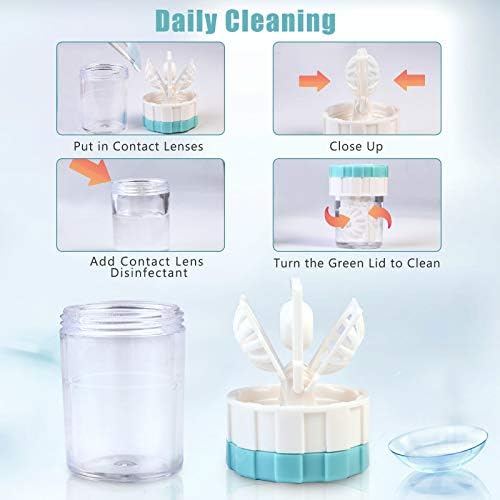 Lasiyanor Contact Lens Travel Kit with Cleaner Washer, Portable Contact Box with Mirror Tweezers Remover Tool Solution Bottle for Daily Outdoor