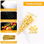 YFANITI Cone Cellophane Bags,100 PCS Cone Shaped Cellophane Treat Bags with twist Ties,Transparent Cone Cello Sweet Treat Bags for Party Favor(11.8x7.1 Inch)
