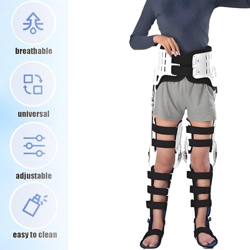 Comfortable Knee Joint Rehabilitation Training Device Full Leg Brace, Adjustable Knee-Ankle-Foot Orthosis for Leg Knee Injury/Hip Thigh Femoral Fracture