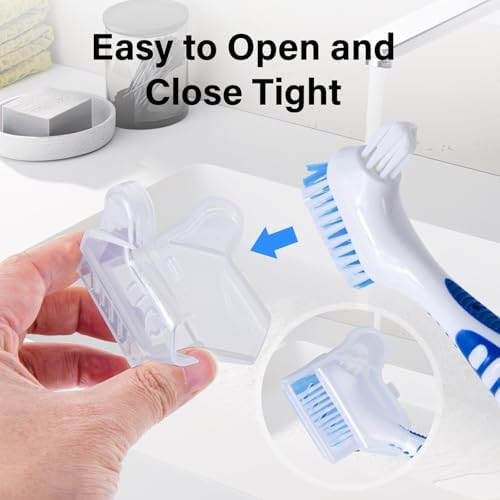 4pcs Denture Brush Cover, White, Plastic, Portable, Ventilated & Draining, Compact & Convenient, Easy to Use & Clean