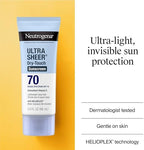 Neutrogena Ultra Sheer Dry-Touch Sunscreen Lotion SPF 70, Broad Spectrum, Water Resistant 80 Min, Oil-Free, Oxybenzone-Free, Non-Comedogenic, Matte Finish, Body Sunscreen, Travel Size 3 Fl Oz