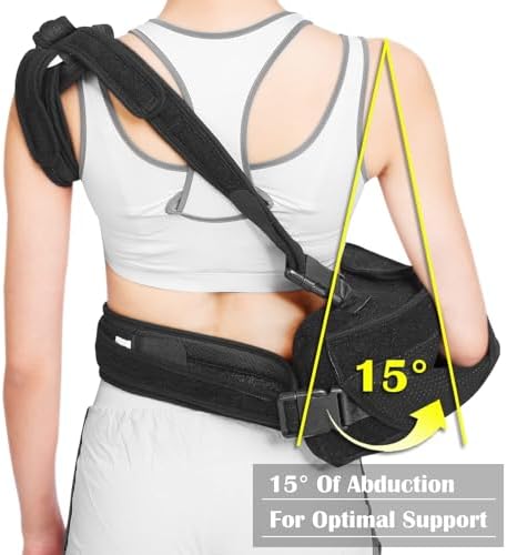 Shoulder Sling with Abduction Pillow, Abducted Shoulder Immobilizer for Rotator Cuff, Sublexion, Surgery, Dislocated and Broken Arm, Arm Sling Shoulders Immobilizer for Left & Right (Left)