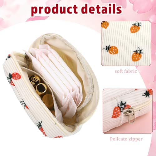 2 Pack Period Bag Pouch for Women Girls, Cute Corduroy Sanitary Napkin Storage Bag with Bow Design, Portable Discreet Menstrual Pad Pouches Tampon Holder for Purse, Small Make Up Bags
