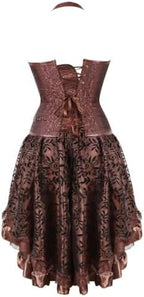 Corset Dress Skirt 3 Set Women Steampunk Plus Size Gothic Punk Bustier Pirate Costume Halloween