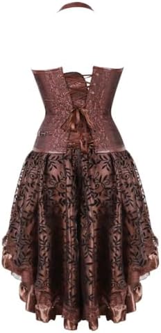 Corset Dress Skirt 3 Set Women Steampunk Plus Size Gothic Punk Bustier Pirate Costume Halloween