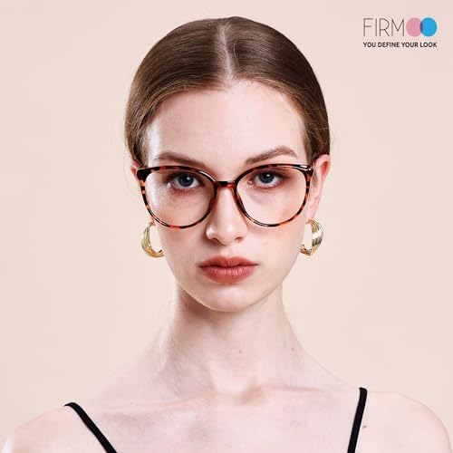 Firmoo Oversize Blue Light Blocking Glasses for Women/Men, Anti Glare Anti Eyestrain, Chic Round Computer Glasses Unisex