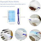 30 Pack Duster Refills Compatible with Swiffer Duster, Heavy Duty Multi Surface Duster Replacement with 1 Extra Handle for Cleaning Furniture, Blinds, Ceiling Fans and Car