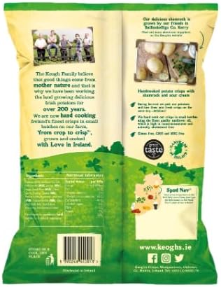Keogh's Shamrock And Sour Cream Crisps 3x125 Grams Deliciously fresh Irish potato crisps