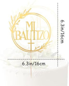 God Bless Baptism Cake Topper - Divine Celebration Elegant Cake Decor for Christening & Holy Communion, Keepsake Cross Design (Mi Bautizo Gold Mirror)