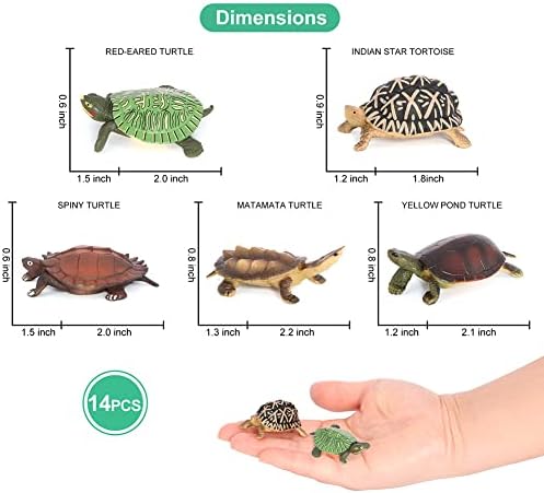 Volnau Mini Sea Turtle Figures 14PCS Animal Toys Figurines for Kindergarten Toddlers Kids Ocean Sea Creature Cake Topper Pack