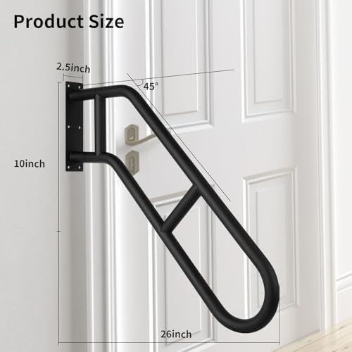 ROTHLEY Hand Rails for Outdoor Steps,Hand Rails for Elderly Porch Railing Deck Hand Rail Wall Mount Stair Hand Grab Bars U-Shape Safety Handle