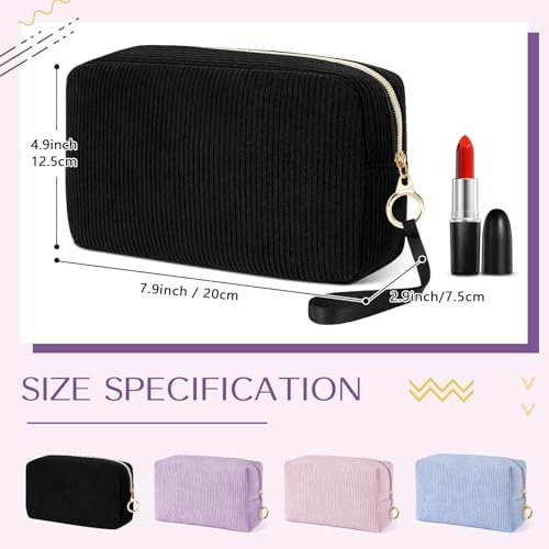 Likesing Tampon Holder for Purse, Corduroy Period Bag Sanitary Napkin Storage Bag for Girls Womens, Portable Feminine Emergency Pad Period Pouch(Black)