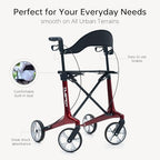 Carbon Fiber Ultralight Rollator Walker for Seniors with Seat & Brakes, Foldable ，7-Level Height ，8" Wheels, 11.5lbs Lightweight Mobility Aid, 330lbs Heavy-Duty Capacity, Adjustable Height
