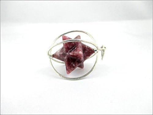 Jet Lepidolite Spinning Star Merkaba Pendant 1 inch Crystal Therapy Chakra Balancing Treatment Healing Stress Relief Enhances; Awareness visualization.