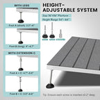 Threshold Ramps for Wheelchairs, Adjustable Height 3.3"-6.6" and 36"×36" Platform Aluminum Wheelchair Ramp, Door Threshold Ramps with a Non-Slip Thick Door Mat for Scooters, Power Chairs, Cart
