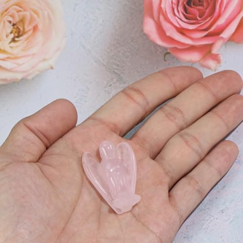 Small Guardian Angel Prayer Figurines Statue, Pink Rose Quartz Crystals and Healing Stones Angels Sympathy for loss of loved one, Grief Gifts for Women, Faith Based Spiritual Gift for Cancer Comfort