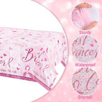 WANDIC Pink Ribbon Kit, 1 Piece Tablecloth and 2Pcs Banners for October Cancer Breast Cancer Awareness Survivor Warrior Fighter Gifts for Ladies Women