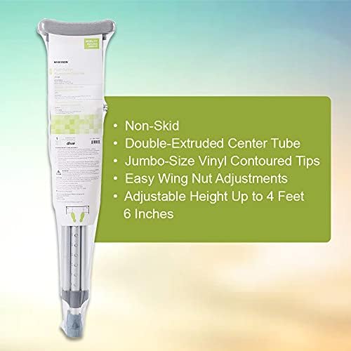 McKesson Pediatric Aluminum Underarm Crutches, 4' to 6" User Height, Weight Capacity 175 lbs