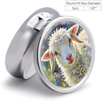 Round Pill Box Cute Sheep Pill Case 3 Compartment Medicine Pill Organizer for Purse & Pocket Portable Travel Pillbox Medicine Vitamin Cod Liver Oil Storage Box Organizer