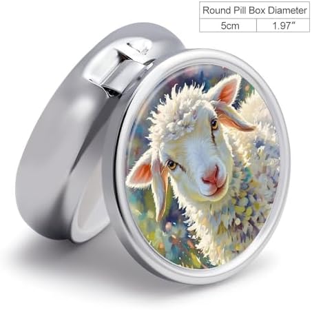 Round Pill Box Cute Sheep Pill Case 3 Compartment Medicine Pill Organizer for Purse & Pocket Portable Travel Pillbox Medicine Vitamin Cod Liver Oil Storage Box Organizer
