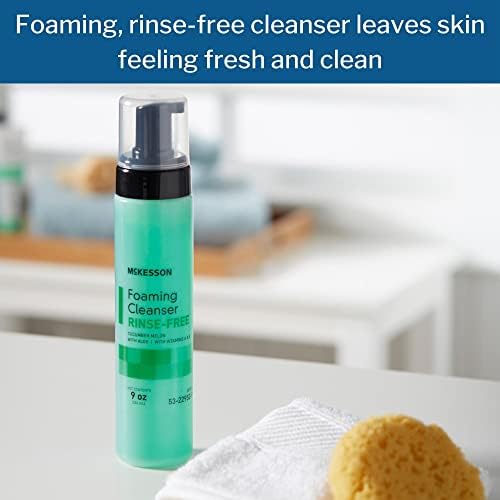 McKesson Rinse-Free Foam Cleanser with Aloe, 9 oz [12 Count] Vitamin A and E - Body Wash & Shampoo for Elderly, Hospital Grade, Cucumber Melon
