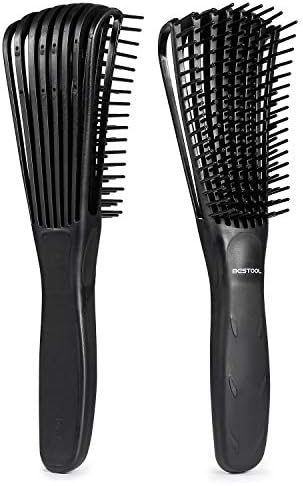 BESTOOL Detangling Brush, Detangler Brush for Natural Black/ Curly Hair Afro 3/4abc Texture, Faster n Easier Detangle Wet or Dry Hair with No Pain (Black)