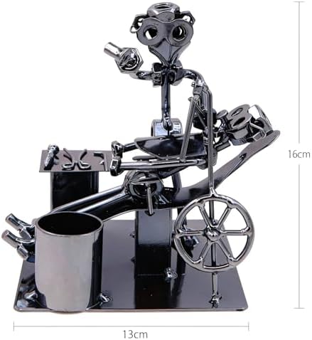 Creative Dentist Statue Ornament with Pen Holder,Iron Art Doctor Oral Examination Nuts And Bolts Metal Sculpture Ornaments Figurine Gift for Man Boy Dentist Office Clinic Father's Day Birthday