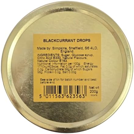 Simpkins All Natural Blackcurrant Drops Sweets, Traditional Travel Sweets, 200g, 3 Pack, Vegan, Gluten-Free, In Premier Life Store Box