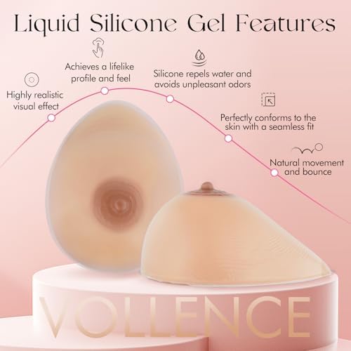 Vollence One Pair Silicone Breast Forms Fake Boobs Crossdresser Prosthesis Mastectomy