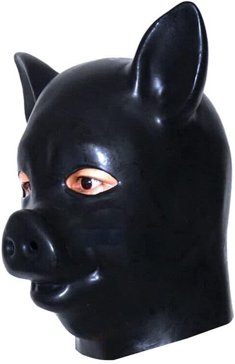 Latex Pig Animal 3D Heavy Mold Mask - Full Cover Hood with Zip