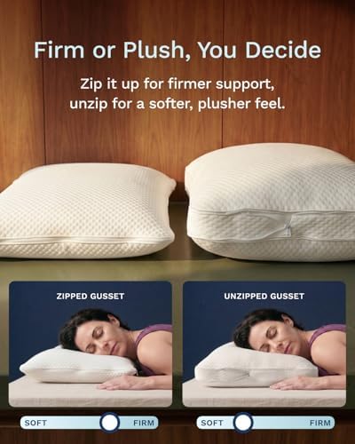ViscoSoft Adjustable Memory Foam Pillow, Standard Size – 1-Pack – Expandable Gusset Design for Custom Firmness, Washable Cover